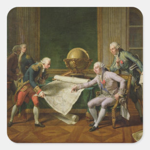 Louis XVI Giving Instructions to La Perouse Square Sticker
