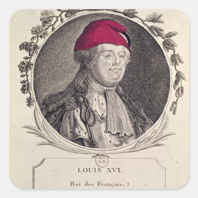 Louis XVI  wearing a phrygian bonnet Square Sticker (Front)
