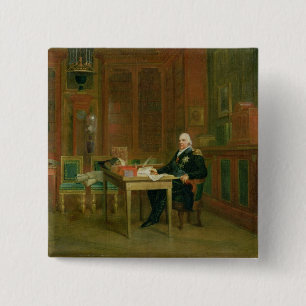 Louis XVIII  in his Study at the Tuileries 15 Cm Square Badge