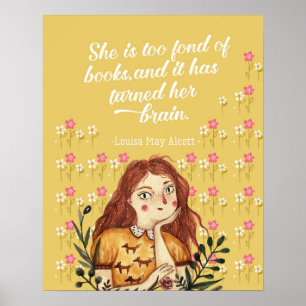Louisa May Alcott Book Lover Floral Art Print