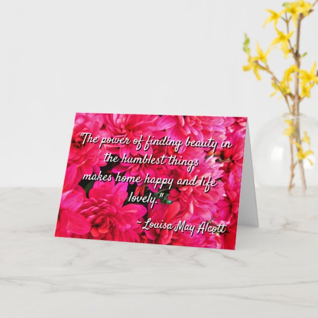 Louisa May Alcott Quote Humble Beauty Card (Yellow Flower)