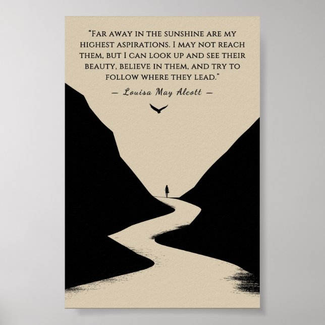 Louisa May Alcott Quote Minimalist Far Away in the Poster (Front)