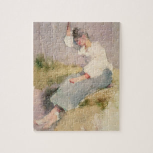 Louise, a Breton Girl (w/c on paper) Jigsaw Puzzle