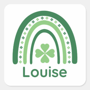 Louise Name Clover Boho Rainbow Square Sticker