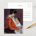 Louise Nursing Her Child | Mary Cassatt Postcard<br><div class="desc">Louise Nursing Her Child (1898) by Mary Cassatt is a tender and intimate portrayal of a mother breastfeeding her child. The painting beautifully captures the emotional connection and nurturing bond between mother and child, showcasing Cassatt’s masterful ability to depict maternal themes. Soft, warm colours and gentle brushstrokes emphasise the quiet...</div>