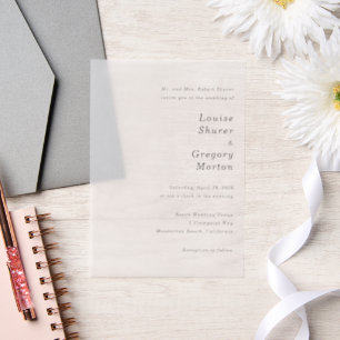 Louise Simple Modern Wedding Vellum Invitations
