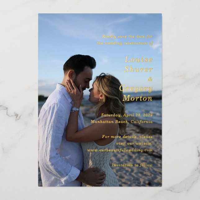 Louise Simple Photo Modern Wedding Save the Date (Front)