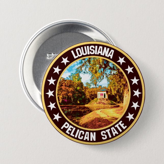 Louisiana 7.5 Cm Round Badge (Front & Back)
