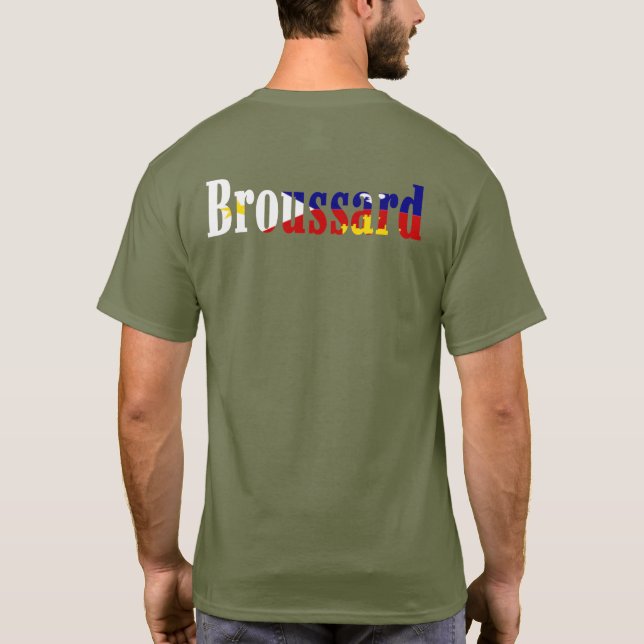 Louisiana Acadian Flag Broussard Cajun Pride Heart T-Shirt (Back)