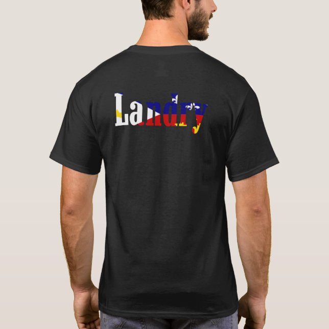 Louisiana Acadian Flag Landry Cajun Pride Heart T-Shirt (Back)