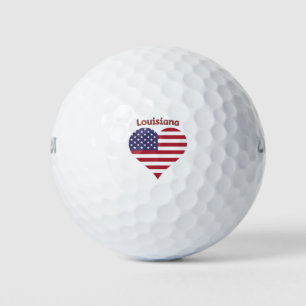 Louisiana American Flag Heart Golf Balls