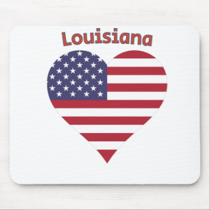 Louisiana American Flag Heart Mouse Mat