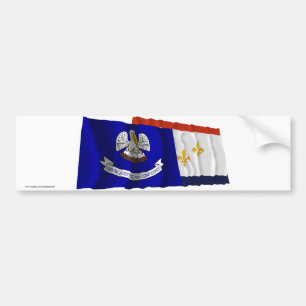 Louisiana and New Orleans Flags Bumper Sticker