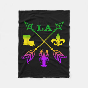 Louisiana Arrow Mardi Gras , Uni-adult, Black, Sma Fleece Blanket