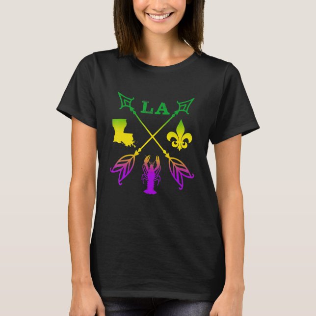 Louisiana arrow t shirt New Orleans Mardi Gras Tsh (Front)