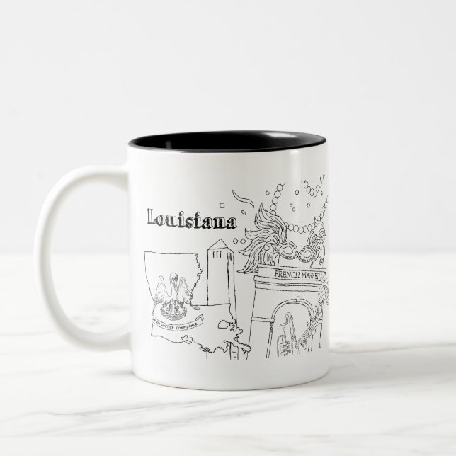 Louisiana Art Mardi Gras Travel Destination Art Two-Tone Coffee Mug (Left)