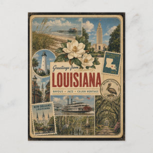 Louisiana Authentic Vintage Style Postcard
