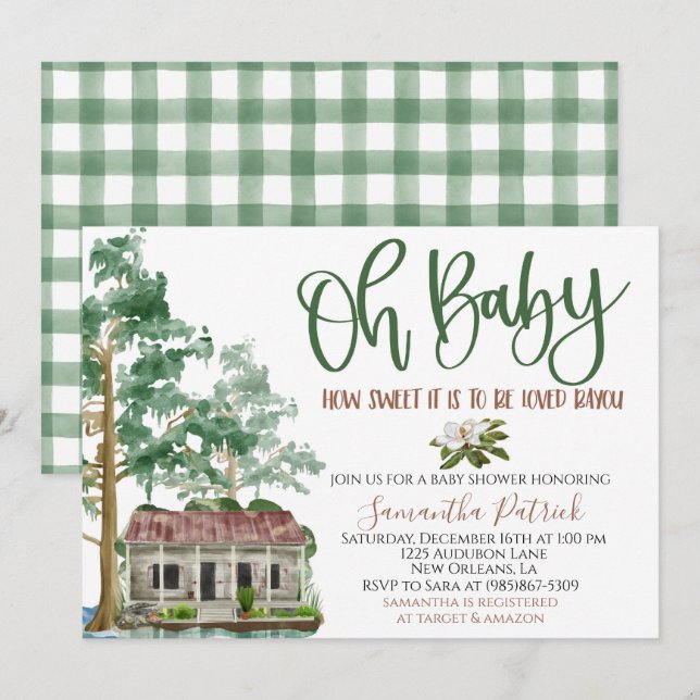 Louisiana Bayou Baby Shower Invitation (Front/Back)