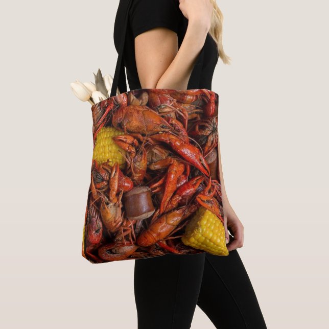 Louisiana Boiled Crawfish, New Orleans, Funny Tote Bag (Close Up)