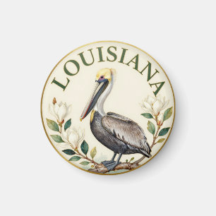 Louisiana Brown Pelican State Bird Botanical Magnet