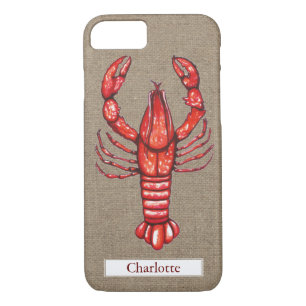 Louisiana Cajun Crawfish Burlap Custom Name iPhone 8/7 Case