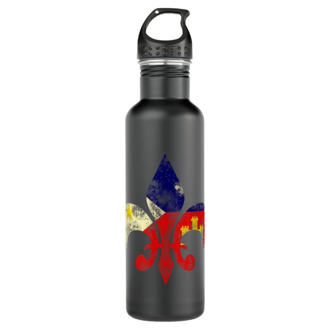 Louisiana Cajun Proud Acadiana Flag Distressed Fle 710 Ml Water Bottle (Front)
