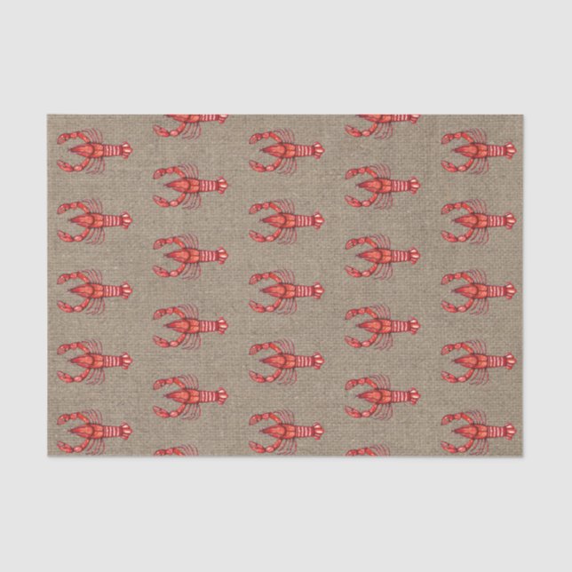 Louisiana Cajun Watercolor Crawfish Faux Burlap Tissue Paper (Front)