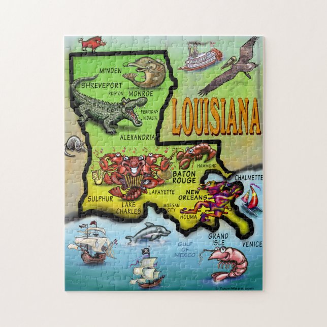 Louisiana Cartoon Map Puzzle (Vertical)