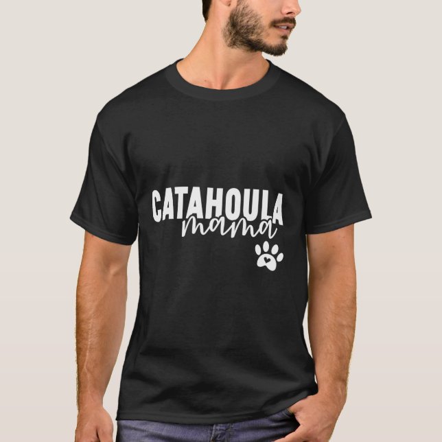 Louisiana Catahoula Leopard Dog Mama Paw Print Dog T-Shirt (Front)