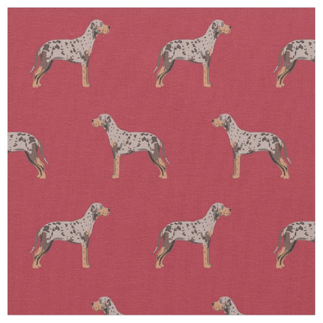 louisiana catahoula leopard dog red fabric (Close Up)