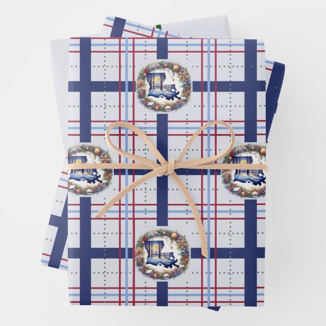 Louisiana Christmas Gift Wrapping Paper Sheet (In situ)
