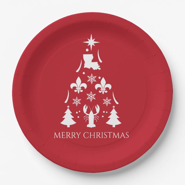 Louisiana Christmas Holiday Cajun  Paper Plate (Front)
