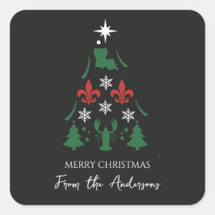 Louisiana Christmas Holiday Cajun Square Sticker