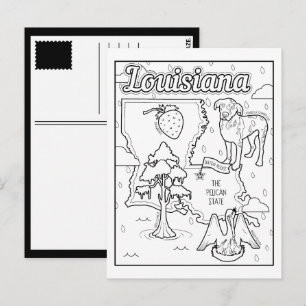 louisiana colour me collage postcard