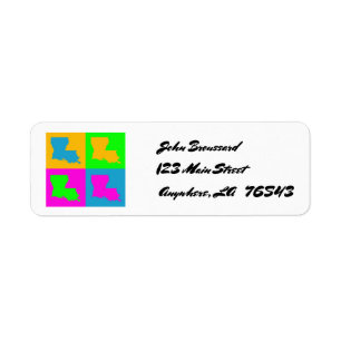 Louisiana Colourful Pop Art Fun Address Labels