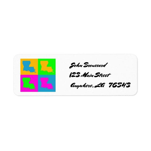 Louisiana Colourful Pop Art Fun Address Labels (Front)