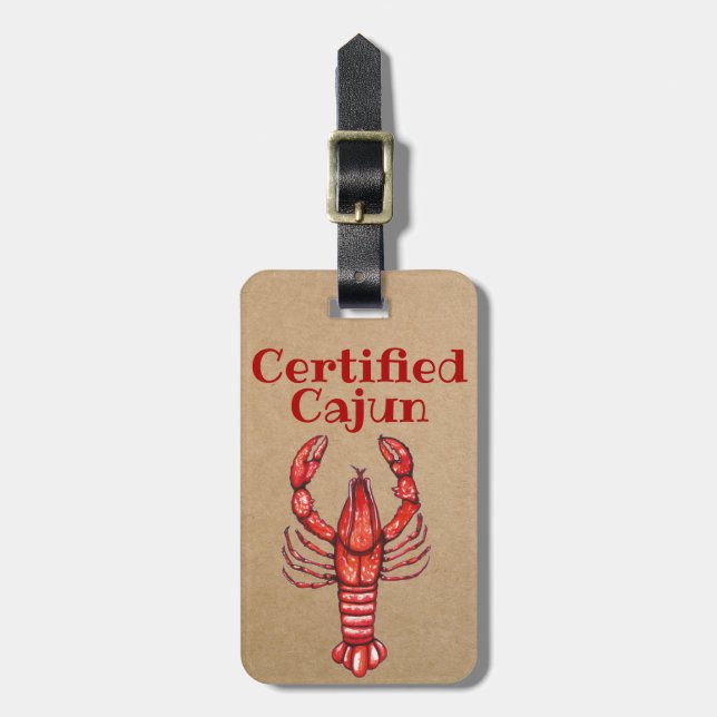 Louisiana Crawfish Certified Cajun Luggage Tag (Front Vertical)