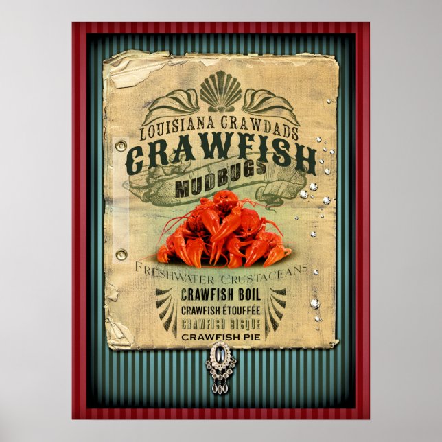 Louisiana Crawfish New Orleans Cajun Poster (Front)