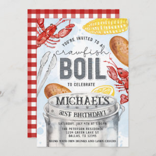 Louisiana Crawfish Seafood Boil Birthday Party Invitation