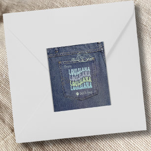 Louisiana Dog in Jean Pocket Square Sticker