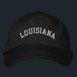 Louisiana Embroidered Adjustable Cap Black<br><div class="desc">A Basic Adjustable Cap embroidered with the (customisable) text Louisiana. Select the hat and text colour and style of your choice.</div>