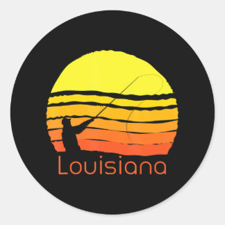 Louisiana Fishing Sunset Fishing Classic Round Sticker