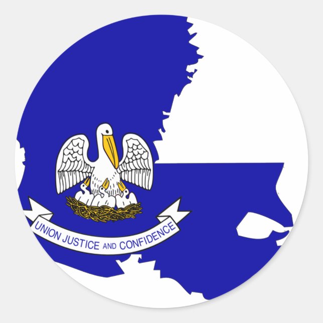 Louisiana Flag Map Classic Round Sticker (Front)