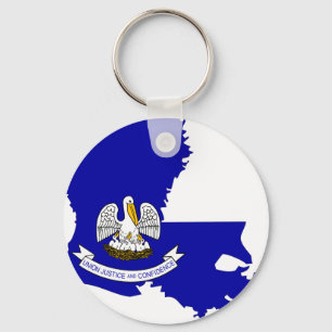 Louisiana Flag Map Key Ring