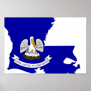 Louisiana Flag Map Poster