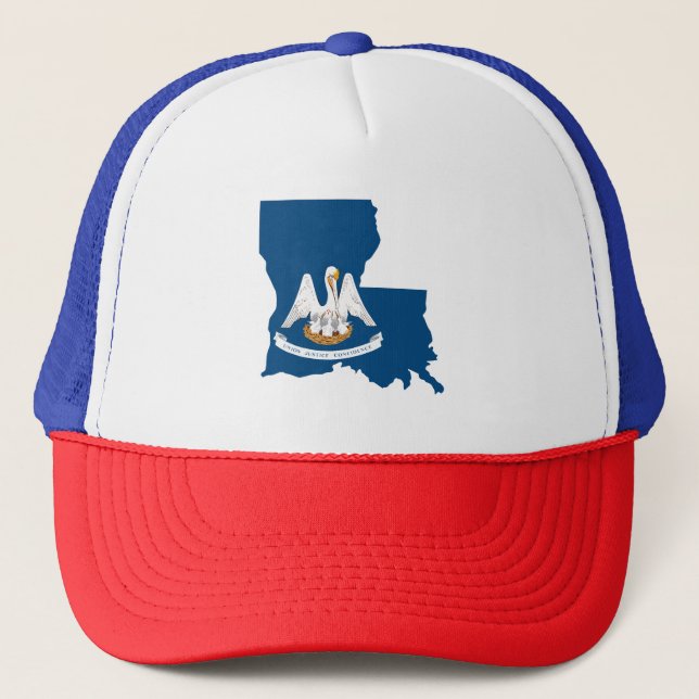Louisiana Flag Map Trucker Hat (Front)