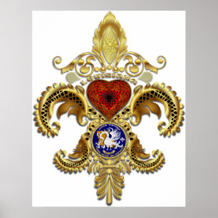 Louisiana Fleur De Lis With Shadow Poster