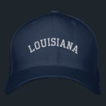 Louisiana Flexfiit Wool Cap Navy Blue<br><div class="desc">A Flexfit Wool Cap embroidered with the (customisable) text Louisiana.  Select the hat and text colour and style of your choice.</div>