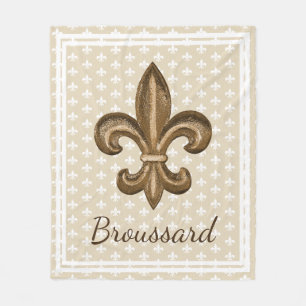 Louisiana French Gold Fleur de Lis Family Name Fleece Blanket