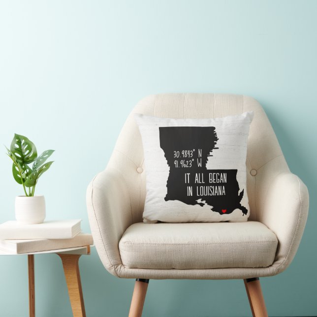 Louisiana GPS Coordinates with Heart Cushion (Chair)
